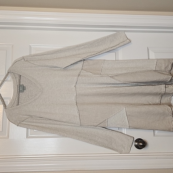 Anthropolgie Maeve Northwood Linen Bohemian V Neck Oatmeal Longsleeve Dress - Picture 2 of 11